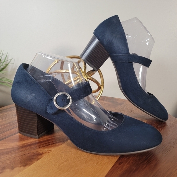 Style & Co Blue Faux Suede Mary Jane heels Size 9.5 - Picture 8 of 17